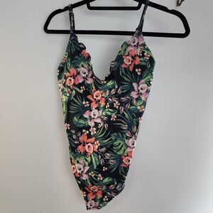 Vanilla/Beach tropical print one piece